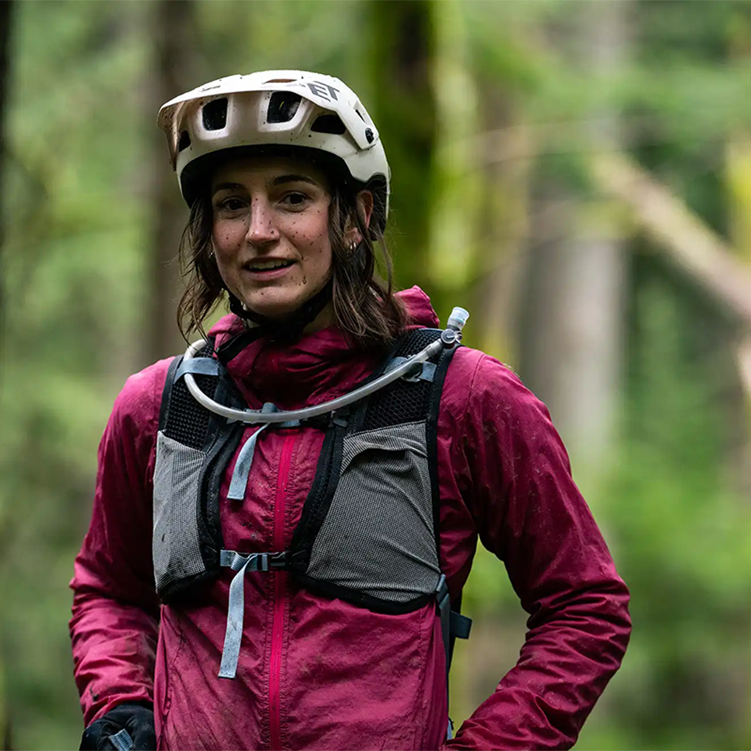 High Above Supernatural Mountain Biking Pack front chest pockets and hydration system in nature
