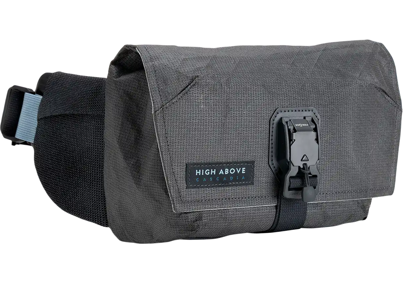 High Above Venture 3D hip pack shown in a durable, water-resistant build designed for mountain biking and trail adventures.