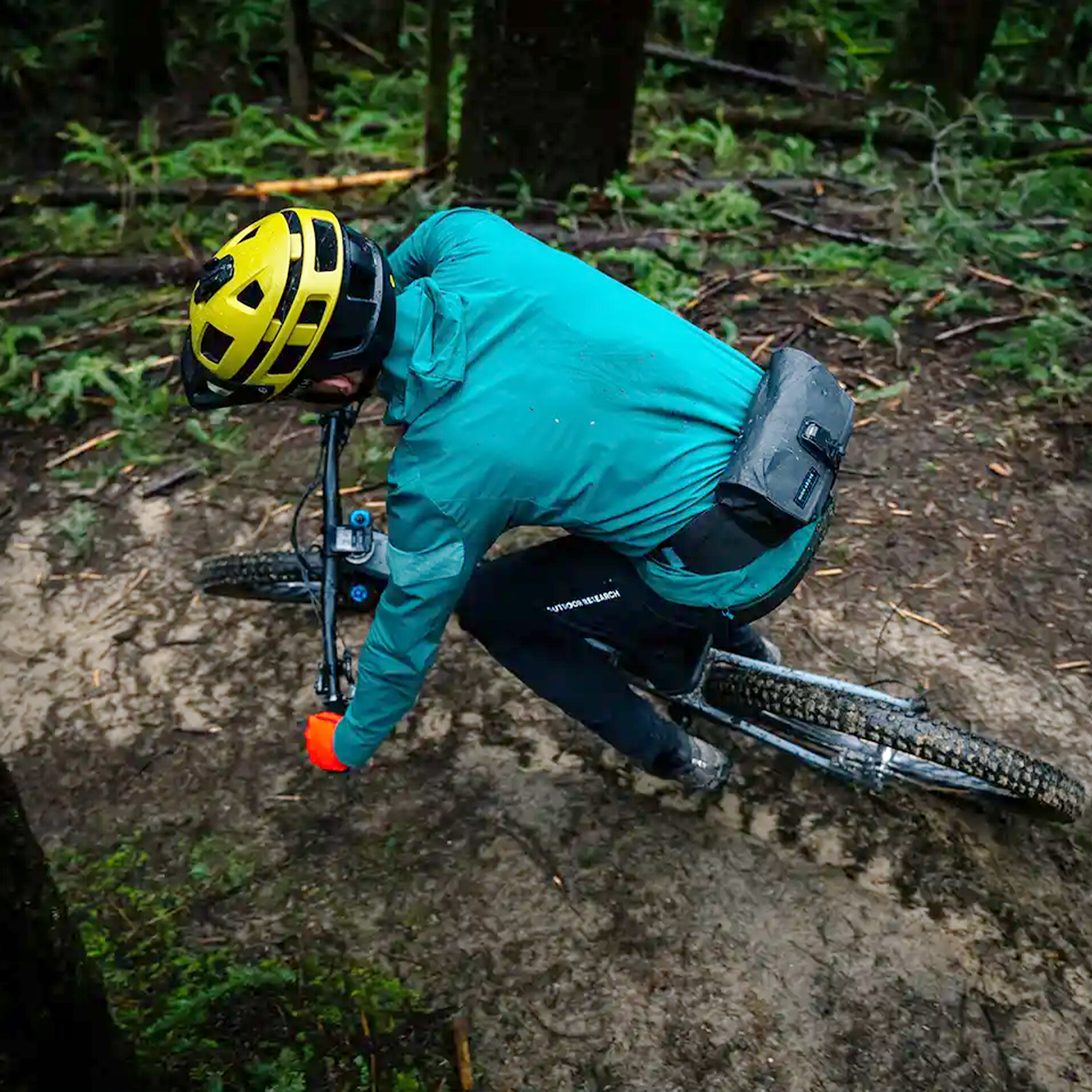 High Above Venture 3D Hip Pack Three Quarter Eagle Eye view of someone riding with the pack